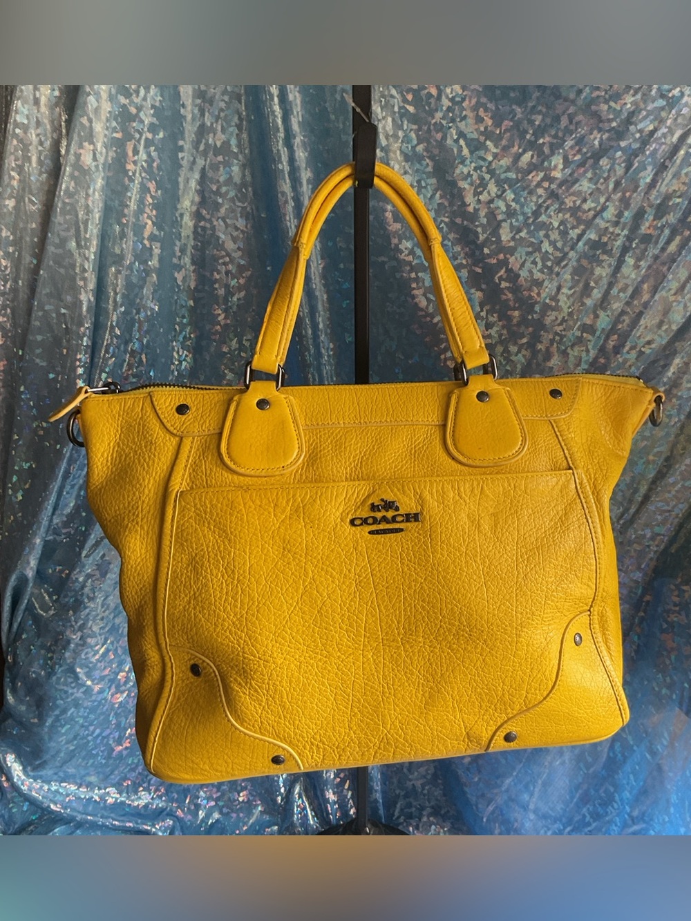 Coach Brilliant Yellow Leather Tote Satchel Shoulder bag with Signature Logo